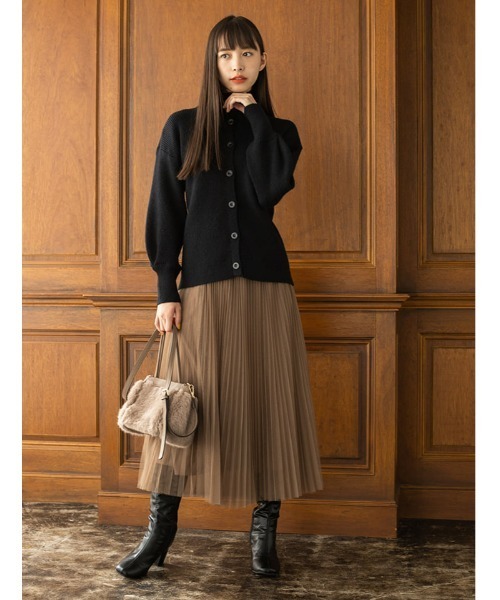 fifth（フィフス）の「細プリーツチュールスカート（スカート・レディース・ブラック/モカ/ライトベージュ・MEDIUM）」の4枚目の写真