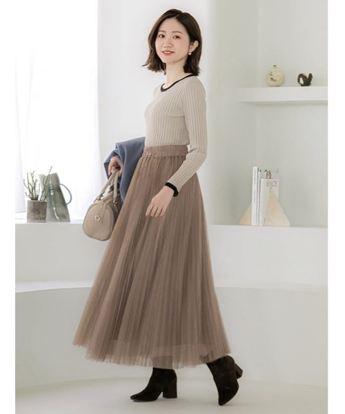 fifth（フィフス）の「細プリーツチュールスカート（スカート・レディース・ブラック/モカ/ライトベージュ・MEDIUM）」の15枚目の写真