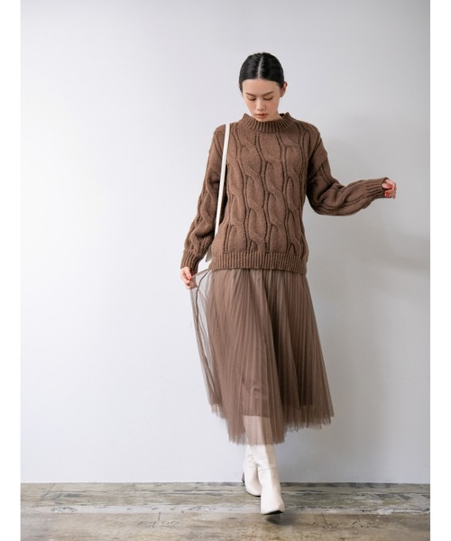 fifth（フィフス）の「細プリーツチュールスカート（スカート・レディース・ブラック/モカ/ライトベージュ・MEDIUM）」の16枚目の写真