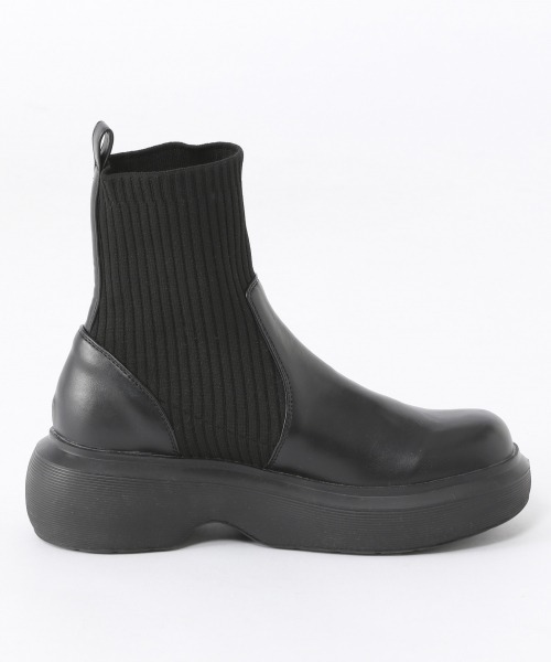 JEANASIS（ジーナシス）の「ニットゴアアツゾコブーツ/263460（ブーツ・レディース・ブラック/オフホワイト・MEDIUM/LARGE）」の11枚目の写真