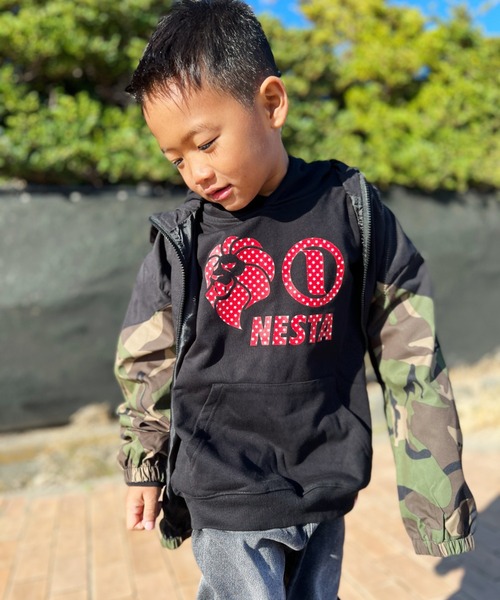 NESTA BRAND(ネスタブランド)の「NESTA KIDS(ネスタキッズ) / スターロゴパーカー(パーカー・キッズ・ブラック/レッド・150/130/120/140)」の6枚目の写真