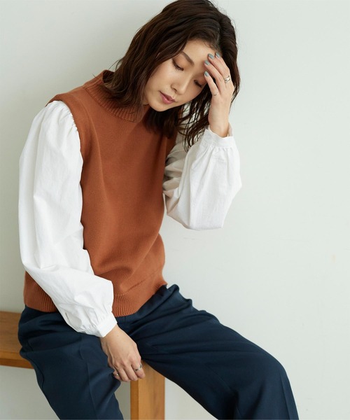 titivate(ティティベイト)の「2wayドッキングトップス/ニットベスト(ベスト・レディース・ブラック/ブラウン/ネイビー・L/M/S)」の10枚目の写真