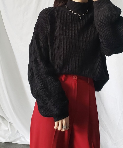 me+em select(ミームセレクト)の「バルーンデザインスリーブニットプルオーバー(ニット/セーター・レディース・ブラック/アイボリー/グレー・FREE)」の9枚目の写真
