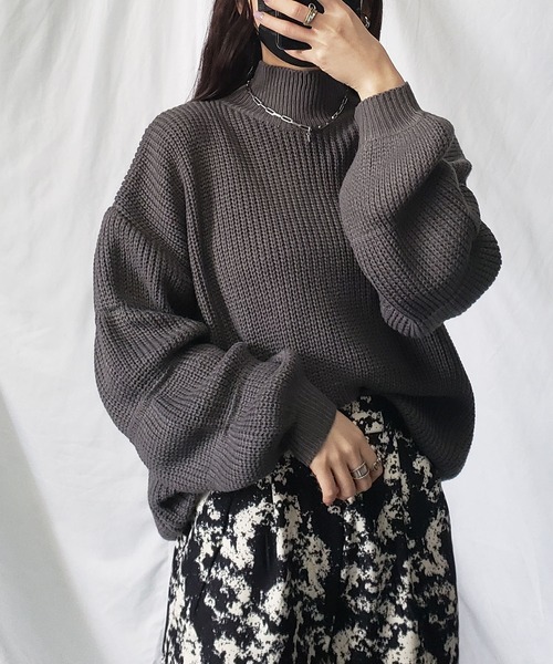 バルーンデザインスリーブニットプルオーバー バルーンデザインスリーブニットプルオーバー