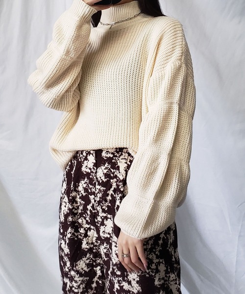 バルーンデザインスリーブニットプルオーバー バルーンデザインスリーブニットプルオーバー