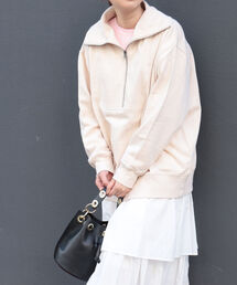 fredy repit | ハーフZIPオーバーサイズ プルオーバーカットソー(スウェット)