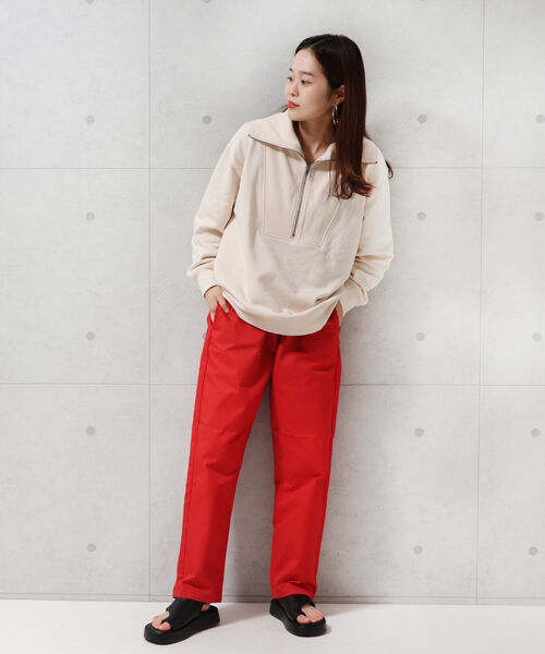 fredy repit(フレディレピ)の「ハーフZIPオーバーサイズ プルオーバーカットソー(スウェット・レディース・オレンジ/チャコールグレー/アイボリー・38)」の8枚目の写真