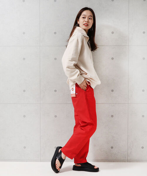 fredy repit(フレディレピ)の「ハーフZIPオーバーサイズ プルオーバーカットソー(スウェット・レディース・オレンジ/チャコールグレー/アイボリー・38)」の9枚目の写真