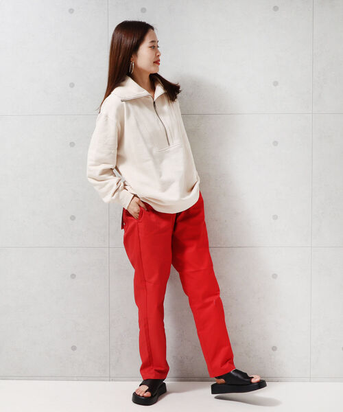 fredy repit(フレディレピ)の「ハーフZIPオーバーサイズ プルオーバーカットソー(スウェット・レディース・オレンジ/チャコールグレー/アイボリー・38)」の10枚目の写真