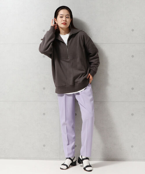 fredy repit(フレディレピ)の「ハーフZIPオーバーサイズ プルオーバーカットソー(スウェット・レディース・オレンジ/チャコールグレー/アイボリー・38)」の14枚目の写真