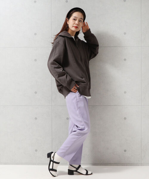 fredy repit(フレディレピ)の「ハーフZIPオーバーサイズ プルオーバーカットソー(スウェット・レディース・オレンジ/チャコールグレー/アイボリー・38)」の15枚目の写真