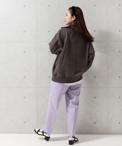 fredy repit(フレディレピ)の「ハーフZIPオーバーサイズ プルオーバーカットソー(スウェット・レディース・オレンジ/チャコールグレー/アイボリー・38)」の16枚目の写真