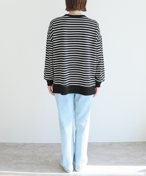 reca（レカ）の「サイドスリットボーダートップス（Tシャツ/カットソー・レディース・ブラック系その他/ブラック/グレー/ベージュ系その他/ホワイト系その他/ネイビー/オリーブ/ボルドー・FREE）」の22枚目の写真