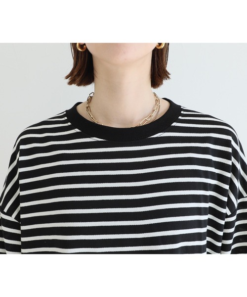 reca（レカ）の「サイドスリットボーダートップス（Tシャツ/カットソー・レディース・ブラック系その他/ブラック/グレー/ベージュ系その他/ホワイト系その他/ネイビー/オリーブ/ボルドー・FREE）」の17枚目の写真