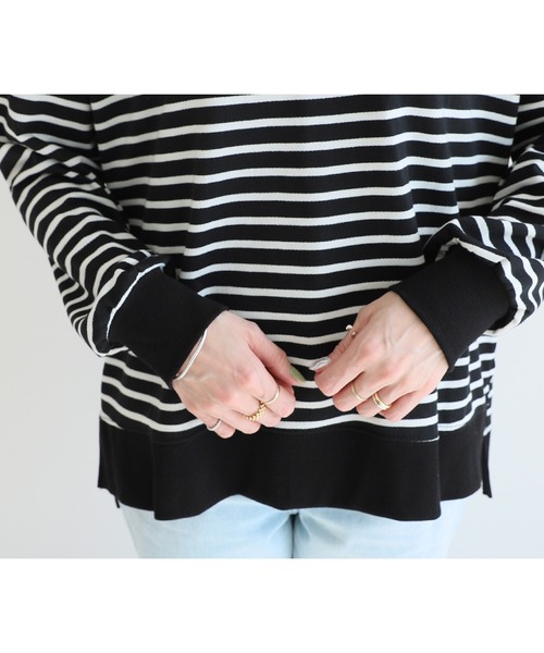 reca（レカ）の「サイドスリットボーダートップス（Tシャツ/カットソー・レディース・ブラック系その他/ブラック/グレー/ベージュ系その他/ホワイト系その他/ネイビー/オリーブ/ボルドー・FREE）」の18枚目の写真