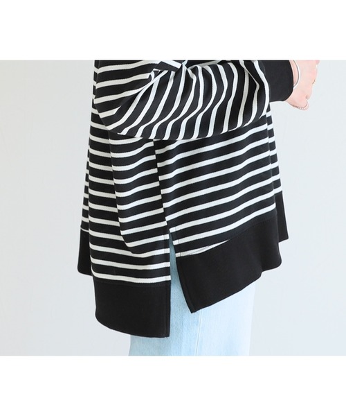 reca（レカ）の「サイドスリットボーダートップス（Tシャツ/カットソー・レディース・ブラック系その他/ブラック/グレー/ベージュ系その他/ホワイト系その他/ネイビー/オリーブ/ボルドー・FREE）」の19枚目の写真