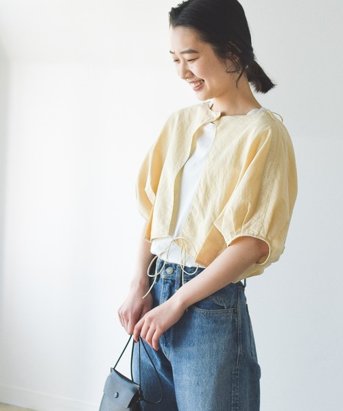 BEAMS BOY（ビームスボーイ）の「BEAMS BOY / バックトゥフロント コットン ボレロ ショートスリーブ（シャツ/ブラウス・レディース・ナチュラル/チャコールグレー・ONE SIZE）」の20枚目の写真