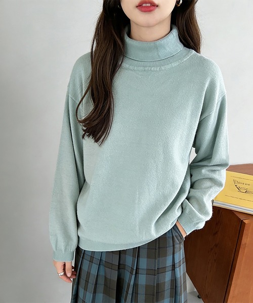Doux Belle(ドゥーベル)の「カシミヤタッチニット セーター タートルネック(ニット/セーター・レディース・アイボリー/グリーン/グレイッシュベージュ/パープル/ワイン/ベージュ/ブラック/ブラウン/ライトグリーン/グレー/モカ/ブルー系その他/イエロー系その他/ピンク/ダークブルー/ベージュ系その他/オレンジ/ホワイト系その他/ブラウン系その他/ダークブラウン・FREE)」の13枚目の写真