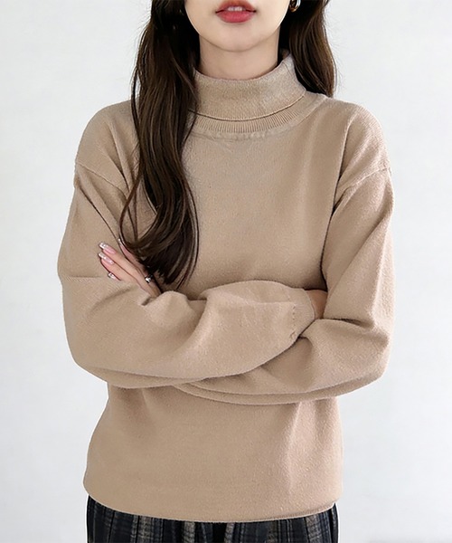 Doux Belle(ドゥーベル)の「カシミヤタッチニット セーター タートルネック(ニット/セーター・レディース・アイボリー/グリーン/グレイッシュベージュ/パープル/ワイン/ベージュ/ブラック/ブラウン/ライトグリーン/グレー/モカ/ブルー系その他/イエロー系その他/ピンク/ダークブルー/ベージュ系その他/オレンジ/ホワイト系その他/ブラウン系その他/ダークブラウン・FREE)」の8枚目の写真