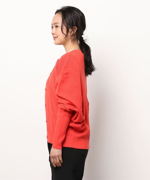 Q（キュー）の「強撚ドルマンカーデ（カーディガン/ボレロ・レディース・ラベンダー/レッド・MEDIUM）」の3枚目の写真