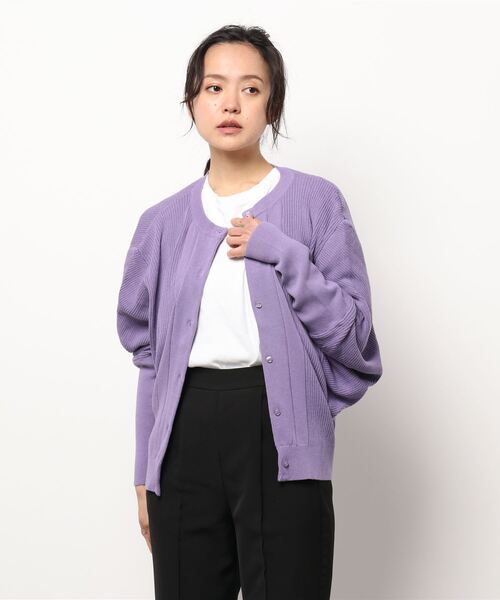 Q（キュー）の「強撚ドルマンカーデ（カーディガン/ボレロ・レディース・ラベンダー/レッド・MEDIUM）」の6枚目の写真