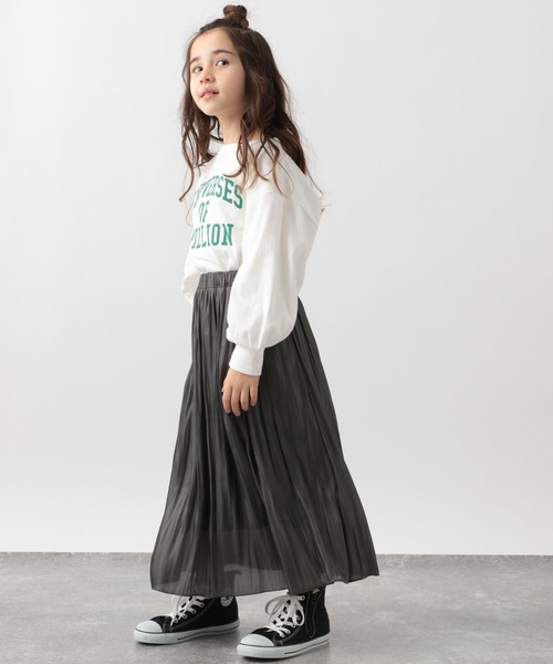 GLOBAL WORK（グローバルワーク）の「キッズ/シャイニーサテンフレアスカート/264154（スカート・キッズ・ライトイエロー/チャコールグレー/オフホワイト・110cm/130cm/150cm/140cm/100cm/120cm/160cm）」の14枚目の写真