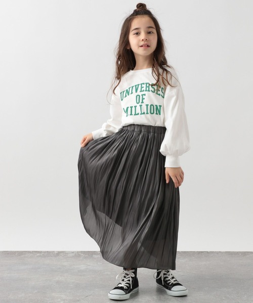GLOBAL WORK（グローバルワーク）の「キッズ/シャイニーサテンフレアスカート/264154（スカート・キッズ・ライトイエロー/チャコールグレー/オフホワイト・110cm/130cm/150cm/140cm/100cm/120cm/160cm）」の16枚目の写真
