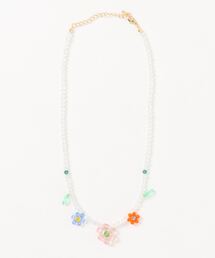 Three Four Time | カラービーズフラワーネックレス(ネックレス)