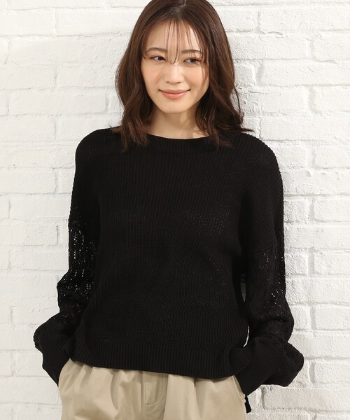 SHOO・LA・RUE（シューラルー）の「◆袖透かし編みデザインニット（ニット/セーター・レディース・ブラック/イエロー/ブルー/ナチュラル・00）」の15枚目の写真