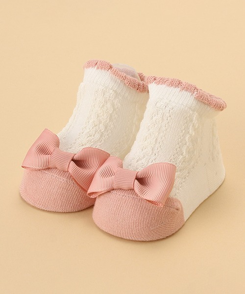 kladskap（クレードスコープ）の「リボンカップソックス（ベビーシューズ/ベビーソックス・キッズ・ブルー/ピンク・FREE）」の2枚目の写真