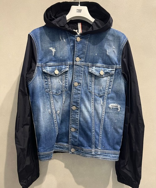 P.M.D.S.（ピー エム ディー エス）の「P.M.D.S./ピー エム ディー エス/WHYL/デニム×スウエット切り替えG-JKT（ブルゾン・メンズ・ネイビー・MEDIUM/X-LARGE/LARGE）」の9枚目の写真
