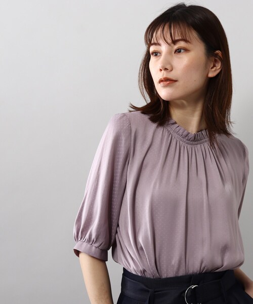 SOUP（スープ）の「◆上品フェミニンサテンドビーブラウス（シャツ/ブラウス・レディース・ライトグレー/ネイビー/ライトパープル・11/15 /13/09）」の3枚目の写真
