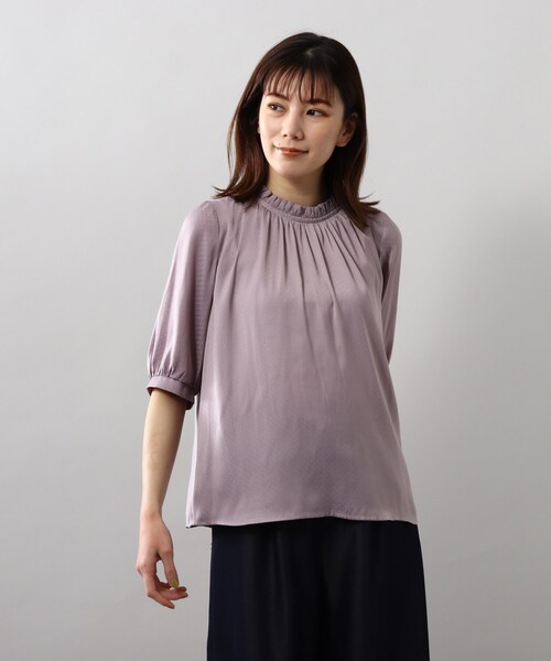 SOUP（スープ）の「◆上品フェミニンサテンドビーブラウス（シャツ/ブラウス・レディース・ライトグレー/ネイビー/ライトパープル・11/15 /13/09）」の4枚目の写真