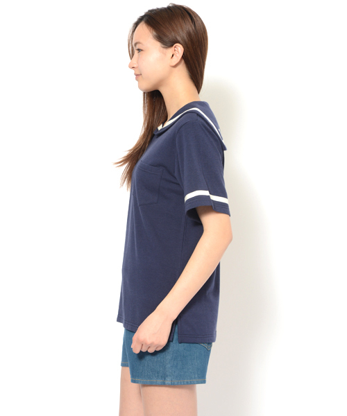 X-girl（エックスガール）の「SAILOR COLLAR TOP（Tシャツ/カットソー・レディース・ホワイト/ネイビー・1/2）」の11枚目の写真