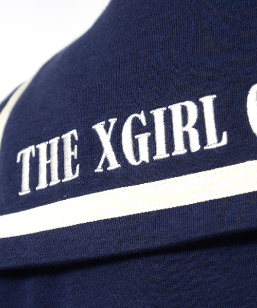 X-girl（エックスガール）の「SAILOR COLLAR TOP（Tシャツ/カットソー・レディース・ホワイト/ネイビー・1/2）」の13枚目の写真