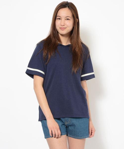 X-girl（エックスガール）の「SAILOR COLLAR TOP（Tシャツ/カットソー・レディース・ホワイト/ネイビー・1/2）」の3枚目の写真