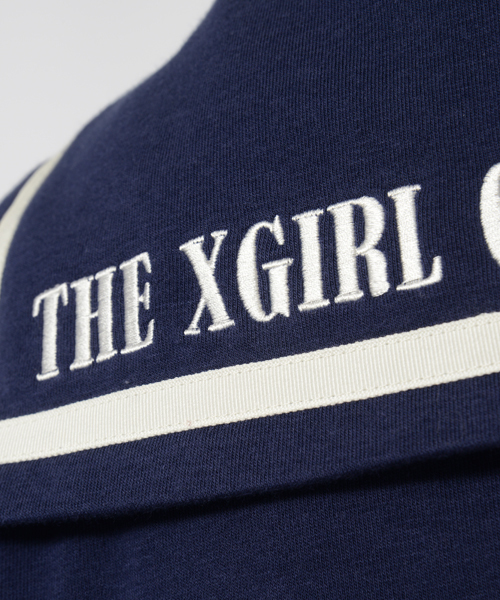 X-girl（エックスガール）の「SAILOR COLLAR TOP（Tシャツ/カットソー・レディース・ホワイト/ネイビー・1/2）」の6枚目の写真