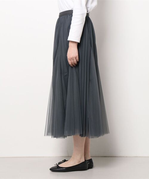 Paradise Picnic（パラダイスピクニック）の「チュールプリーツデザインスカート（スカート・レディース・チャコールグレー/ブラック/アイボリー・FREE）」の4枚目の写真
