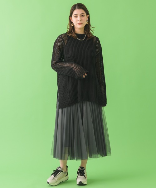 Paradise Picnic（パラダイスピクニック）の「チュールプリーツデザインスカート（スカート・レディース・チャコールグレー/ブラック/アイボリー・FREE）」の20枚目の写真