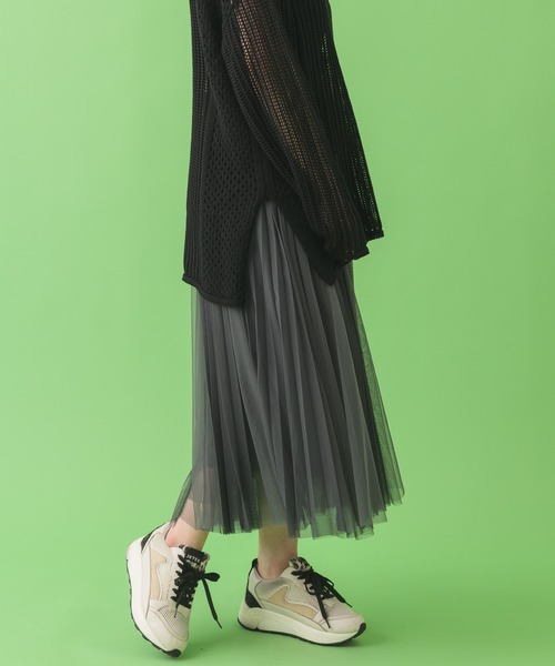Paradise Picnic（パラダイスピクニック）の「チュールプリーツデザインスカート（スカート・レディース・チャコールグレー/ブラック/アイボリー・FREE）」の22枚目の写真