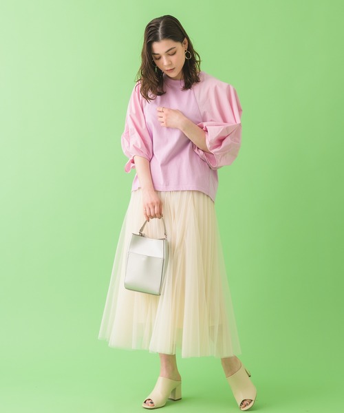 Paradise Picnic（パラダイスピクニック）の「チュールプリーツデザインスカート（スカート・レディース・チャコールグレー/ブラック/アイボリー・FREE）」の7枚目の写真