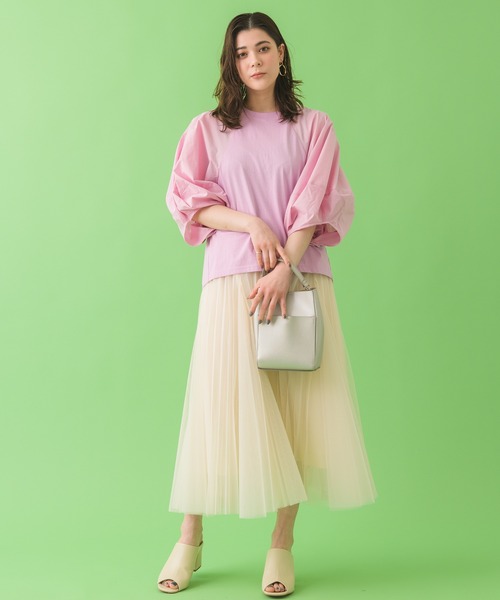 Paradise Picnic（パラダイスピクニック）の「チュールプリーツデザインスカート（スカート・レディース・チャコールグレー/ブラック/アイボリー・FREE）」の9枚目の写真