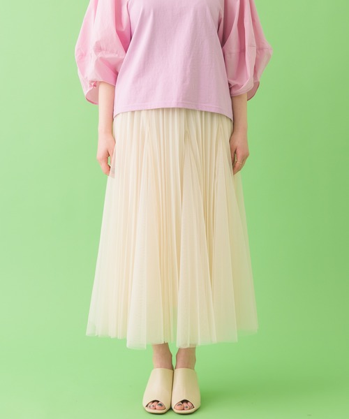 Paradise Picnic（パラダイスピクニック）の「チュールプリーツデザインスカート（スカート・レディース・チャコールグレー/ブラック/アイボリー・FREE）」の10枚目の写真