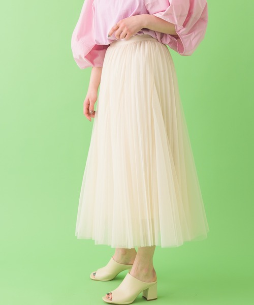 Paradise Picnic（パラダイスピクニック）の「チュールプリーツデザインスカート（スカート・レディース・チャコールグレー/ブラック/アイボリー・FREE）」の12枚目の写真