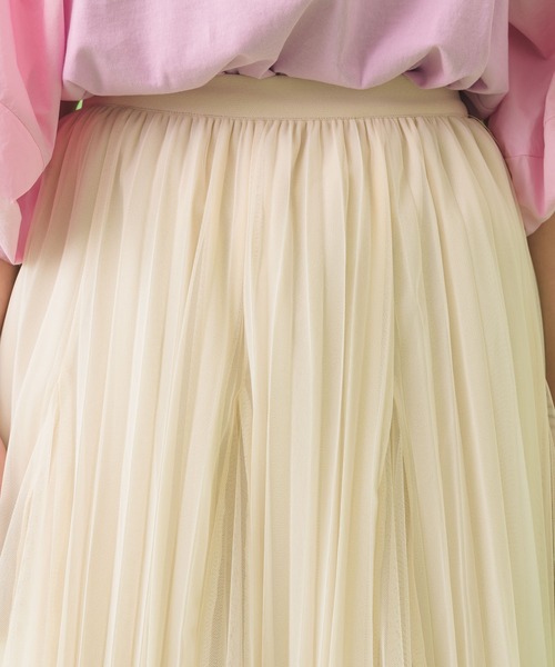 Paradise Picnic（パラダイスピクニック）の「チュールプリーツデザインスカート（スカート・レディース・チャコールグレー/ブラック/アイボリー・FREE）」の14枚目の写真