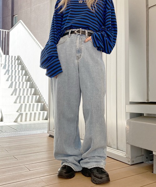 Figments（フィグメンツ）の「ラージバギーデニムパンツ（デニムパンツ・レディース・ブラック/インディゴブルー/ライトインディゴブルー・SMALL/MEDIUM/LARGE）」の21枚目の写真