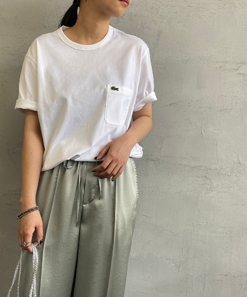 LACOSTE（ラコステ）の「[LACOSTE/ラコステ] ワンポイントロゴ クルーネックポケットTシャツ（Tシャツ/カットソー・レディース・ブラック/グレー/ホワイト/ネイビー・4/5/6/1/2/3）」の20枚目の写真