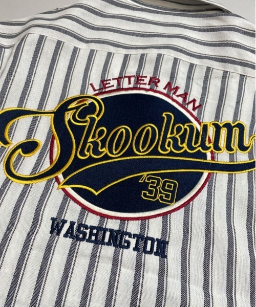 SKOOKUM（スクーカム）の「SKOOKUM×JEサークル刺繍ストライプSSシャツ（シャツ/ブラウス・メンズ・ホワイト/ネイビー/ブルー・M/L）」の11枚目の写真