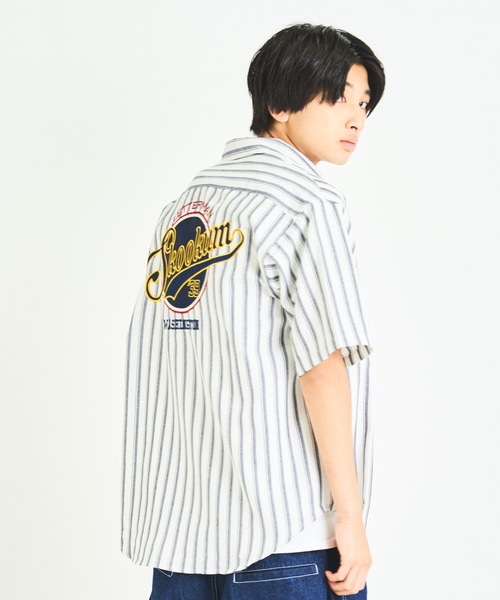 SKOOKUM（スクーカム）の「SKOOKUM×JEサークル刺繍ストライプSSシャツ（シャツ/ブラウス・メンズ・ホワイト/ネイビー/ブルー・M/L）」の22枚目の写真