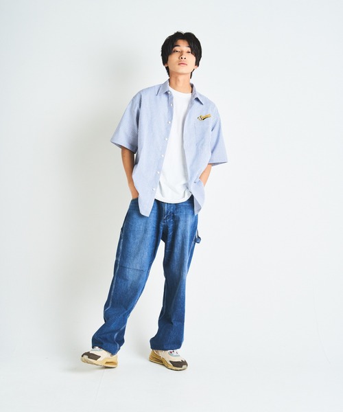 SKOOKUM（スクーカム）の「SKOOKUM×JEサークル刺繍ストライプSSシャツ（シャツ/ブラウス・メンズ・ホワイト/ネイビー/ブルー・M/L）」の16枚目の写真